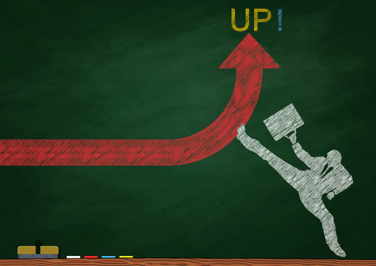 Business concept drawn on blackboard